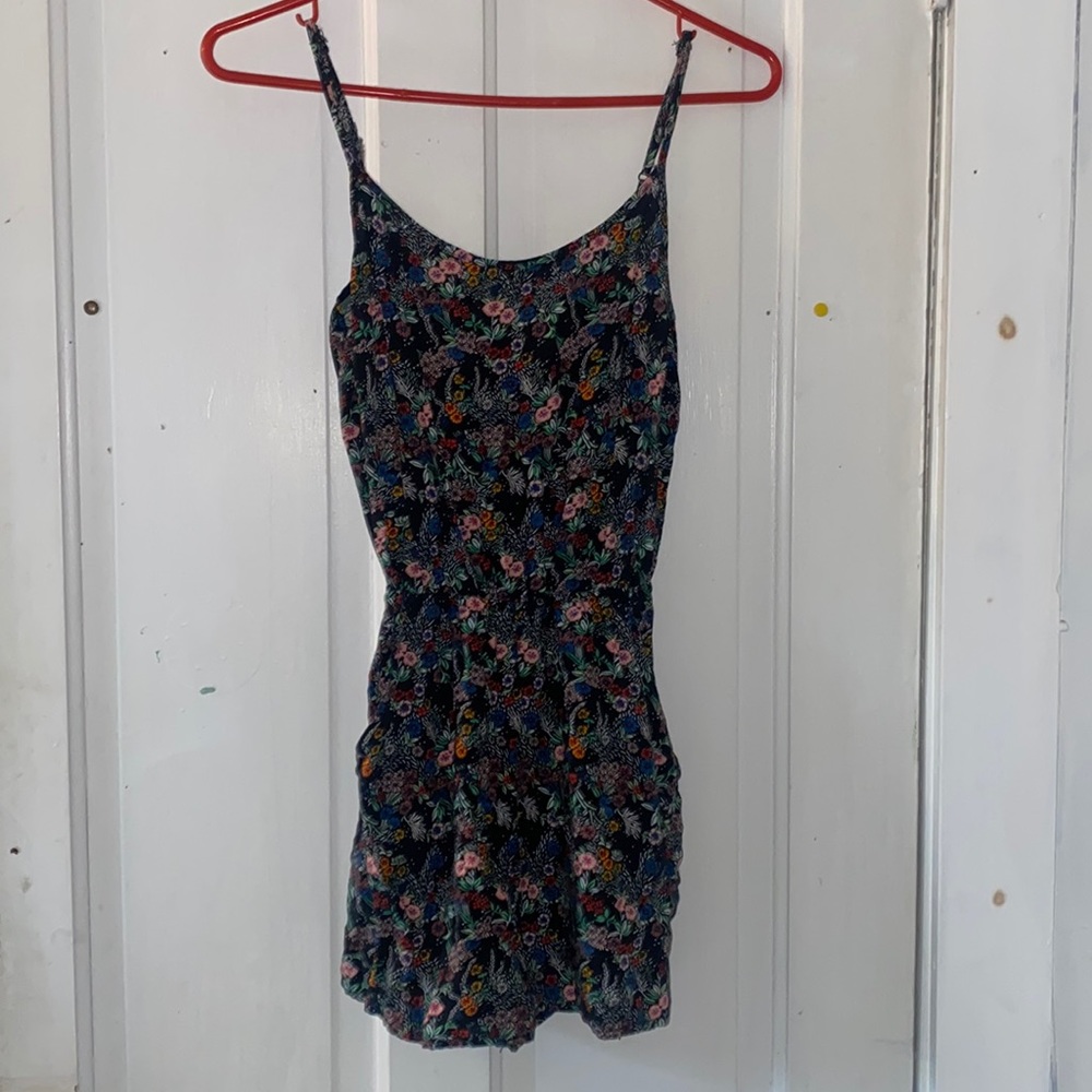 Black floral romper